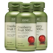 GNC Herbal Plus Cranberry 지엔씨 허벌플러스 크랜베리 500mg 100정 3팩, 3개, 100