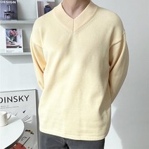 얼굴 환해지는 남성 파스텔톤 브이넥 가을 겨울 니트