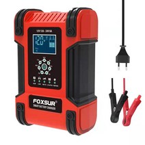 FOXSUR 자동 배터리충전기 T12 펄스복원 12V12A 24V6A 오토바이 자동차 배터리 충전기