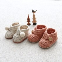 [천삼백케이] [오뜨리꼬] 2세트 따뜻한 램스울 코바늘 아기신발 DIY 인디피치 컬러, 단품