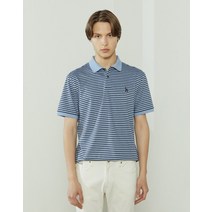 22SS [Soft-cotton] 블루 스트라이프 면 반팔 카라티셔츠 HZTS2B435B2
