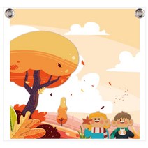 가을 분위기 배경 현수막 아일렛 구멍 2곳 가공, B-09 가을 271