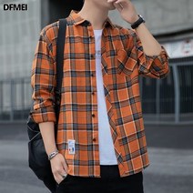 DFMEI 체크 긴팔 셔츠 남성 남성 코트입니다.