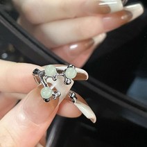 담수진주 중지반지 새끼반지 모조 옥 반지 중국 스타일 오프닝 술 조절 틈새 디자인 여성 패션 주얼리