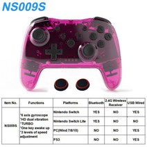 퐁고샵투명 무선 컨트롤러 블루투스 닌텐도 스위치 프로 PC PS3 TV 박스 조이스틱 LED 야광운 지연 없는 2, 02 With Box, 04 Crystal Red