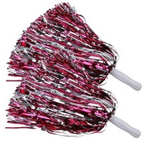 ICObuty 메탈릭 치어리더 폼폼 포일 플러피 30.5cm(12인치) 2팩 스포츠 스쿼드 댄스 헨 파티 무대 퍼포먼스 축하용 (레드/실버), Hot Pink/Silver