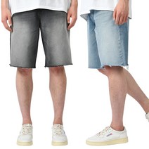 핫코드 남성용 국내생산 여름 버뮤다 밑단 컷팅 데님 청반바지