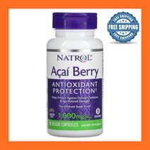 Natrol 나트롤 아사이베리 아사이팜열매추출물 1000mg 75배지캡슐 Acai Berry Extract Euterpe Oleracea 말토덱스트린 Maltodextrin