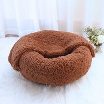 고양이숨숨집 강아지하우스 플리스 강아지 고양이 다둥이 침낭 컴피베드 방석 침대 쿠션 3색, 브라운