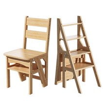 해외 가정용 다기능 변신 사다리 겸용 접이식 원목 의자, A07