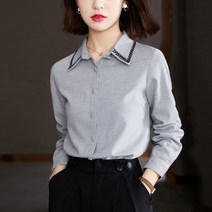 넷투넷코리아 여성 셔츠 카라넥 기본 긴팔 심플 블라우스 오피스룩