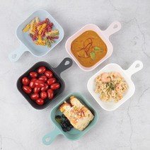 꼬망뜨 사각 항균 손잡이 앞접시 5종 세트, 화이트,핑크,스카이블루,카키,블랙