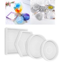 ZHICHENG 실리콘 몰드 멀티 코스터 패드 캐스팅 몰드 수지 만들기 에폭시 공예 도구 DIY, 명확한1