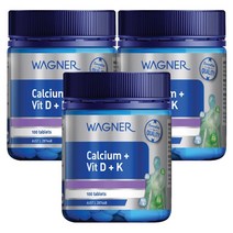와그너(Wagner) 와그너 칼슘 + 비타민 D+K 100 정 X 3개, 300정, 1세트