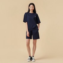 [JAJU/자주] 여 레터링 스웨트 숏팬츠_네이비