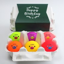 [3피스비비드칼라볼] 볼빅 계란 골프공 선물 6구 비비드 6색햇병아리 무광 컬러볼 3피스, 생일축하