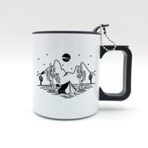 뚜껑있는 보온 스텐머그컵 뚜껑머그컵 사막, 왼쪽