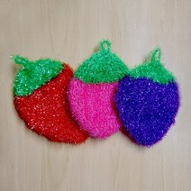 슈와츠코리아 손뜨개 설걱지 수세미 아크릴수세미 거품잘나는 주방 딸기, 보라