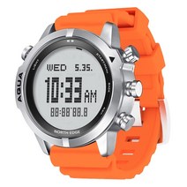 노스엣지 남성 스마트 워치 전문 다이브 컴퓨터 시계 스쿠버 다이빙 ndl(데코 시간 없음) 50m 고도계 기압계 나침반 새 제품, 주황색