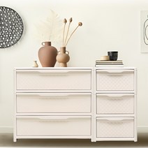 데일리 라탄 플라스틱 서랍장 3단, 서랍장 와이드형 3단