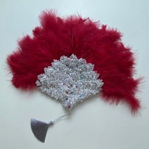 큰 크기 디자인 아프리카 오렌지 깃털 팬 숙 녀 웨딩 신부 더블 사이드 나이지리아 꽃 Handfan 너슬 부채, [01] 35cmx45cm, double side 12