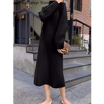2023 써스데이 아일랜드 하라주쿠 스타일 원피스 프랑스 빈티지 긴 니트 드레스 가을 ​​우아한