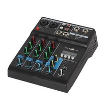 오디오믹서 유튜브방송 믹싱 녹음 블루투스 4 채널 48v 디지털 마이크 사운드 콘솔 강력한 전문 가라오케 오디오 믹서 앰프, f-4a 미국 플러그