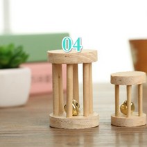 토끼 애완동물 귀여운 천연 나무 토끼 장난감 소나무 덤벨 외발 자전거 벨 롤러 씹는 장난감 기니피그 쥐 작은 애완 동물 어금니 용품, 4