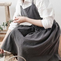 시둥마켓 +[시둥마켓]+_ 어깨끈앞치마 작업앞치마 코튼앞치마 미용실앞치마 커트앞치마, JT 린넨 원피스형 앞치마 프릴앞치마 가정용린넨앞치마, 베이지