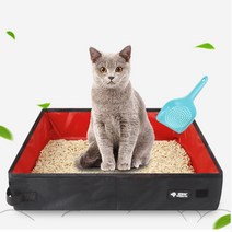 리젠스 고양이 휴대용 방수 접이식 모래 화장실   모래삽 세트, 레드(화장실), 랜덤발송(삽)