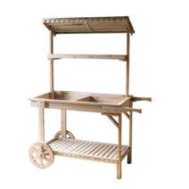 꽃수레 꽃 진열대 복고풍 가드닝 판매대 가게 프로방스 화분 랙, 01 베이지색 117x60x170cm