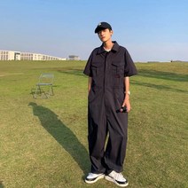 스트링 작업복 오버핏 낚시복 보드복 루즈핏 빅사이즈 배기핏 남성 정비 점프슈트 멜빵바지 커버롤