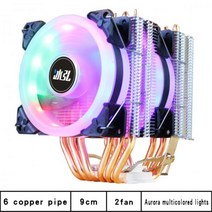 6 구리 파이프 더블 타워 RGB Cpu 라디에이터 쿨러 90MM 3Pin 팬 775 1150 1155 1366 1700 AM3 AM4 X79 2011 PC 방열판 2011-V3, CHINA_2 fan | 3 pin(LGA 1200 1