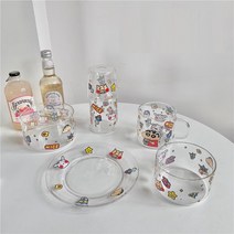 짱구 식기세트 짱구는 못말려 굿즈 유리 컵 접시 셀러드 그릇 머그컵 5P 단품구입가능, 물병세트(티스푼증정)