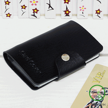 인조가죽 카드지갑(블랙) (10.5cm×7cm)/팬시류/주문 5개 세트