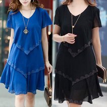 40 50대 봄 여름 여성 미디 캉캉 쉬폰 롱 원피스