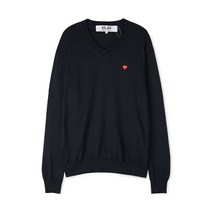 꼼데가르송 남성 레드하트 와펜 브이넥 네이비 니트 AZ N052 051 2