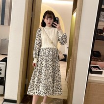 임산부출근룩 겨울 목폴라 원피스 플라워패턴 예쁜 직장맘옷 임부복 임신복 오피스룩 데일리룩