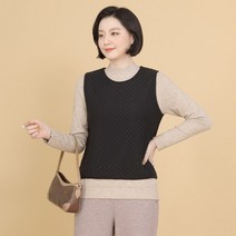 애비뉴투지 엄마옷 보르도 다이아 퀼팅 여성 가을 겨울 크롭 라운드 숏 조끼 V11127