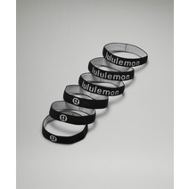미국 룰루레몬 LULULEMON 207841 플랫 헤어 고무줄 6팩 - 블랙/블랙/블랙/블랙/블랙/블랙, Black/Black/Black/Black/Black/
