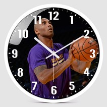 대형 빅사이즈 LA 레이커스 코비 브라이언트 NBA 벽시계 벽걸이 시계 (25 30 35cm) 인테리어 원형 둥근, J + 16인치