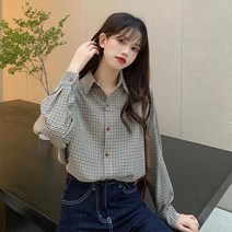여성 봄 가을 체크 셔츠 남방 데일리