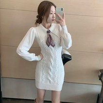 Ogfaour 크리스마스 코디 스웨터 키 작은 니트 레드 원피스 A22111105