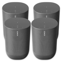 Sonos Move - 배터리 전원 스마트 Wi-Fi 및 블루투스 스피커 알렉사 내장 블랙 (4팩), (4) Four Room Set_Black