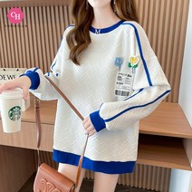 시크힐즈 루즈핏 플라워 알파벳 맨투맨 티셔츠 00239