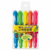 아모스 네오스틱고체형광펜세트(5색) 밑줄펜 형광펜세트 학생필, 단품