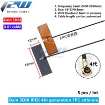 dmb안테나 tv 5 개몫 wifi 2.4g 고 이득 5dbi 내장 유연한 fpc 소프트 지그비 블루투스 모듈 ipex1ipex4-k 패치 5dbi, fpc-ipex4 케이블, 10cm