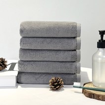 FASEN 호텔수건 200g 40수100%면옷 수납 비닐팩개별 포장, 다크 그레이, 5개