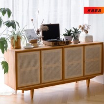 라탄서랍장 라탄 빈티지 안방 다용도실 와이드 작은 북유럽 원목 등나무 수납함 서랍장, 크기 및 색상 사용자 정의 및 칠판 지원, 4도어