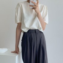 애디 여름 실키 퍼프 크롭 반팔 블라우스 (5col)